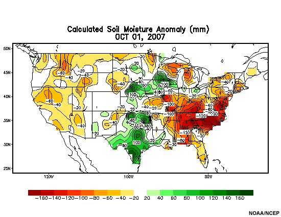 Calculated soil moisture anomaly.