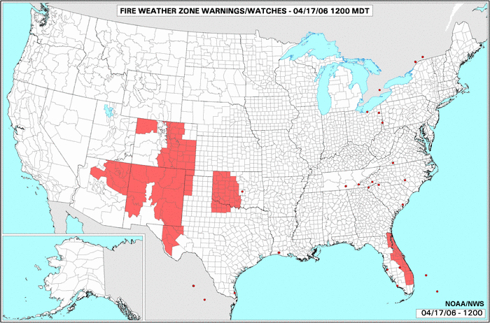 Fire weather zone warnings, 17 Apr 06.